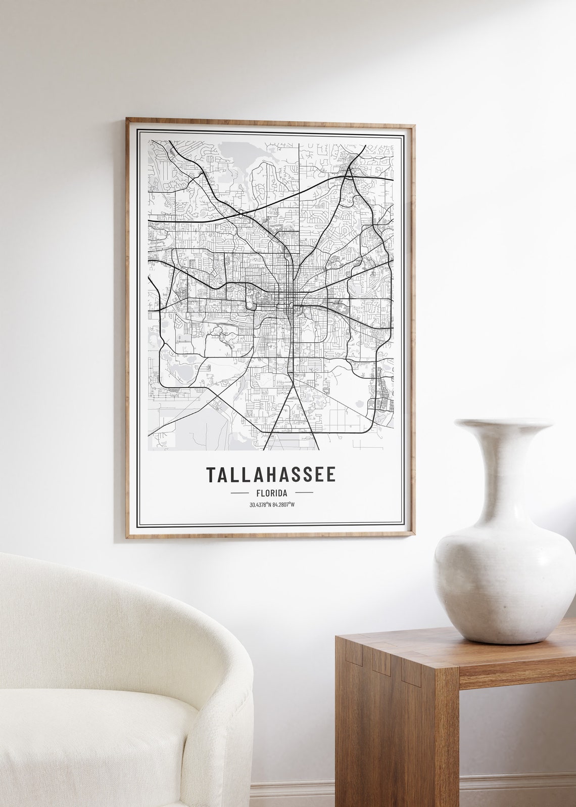 Tallahassee Florida Street Map Black and White Minimalist City Poster - Image 5