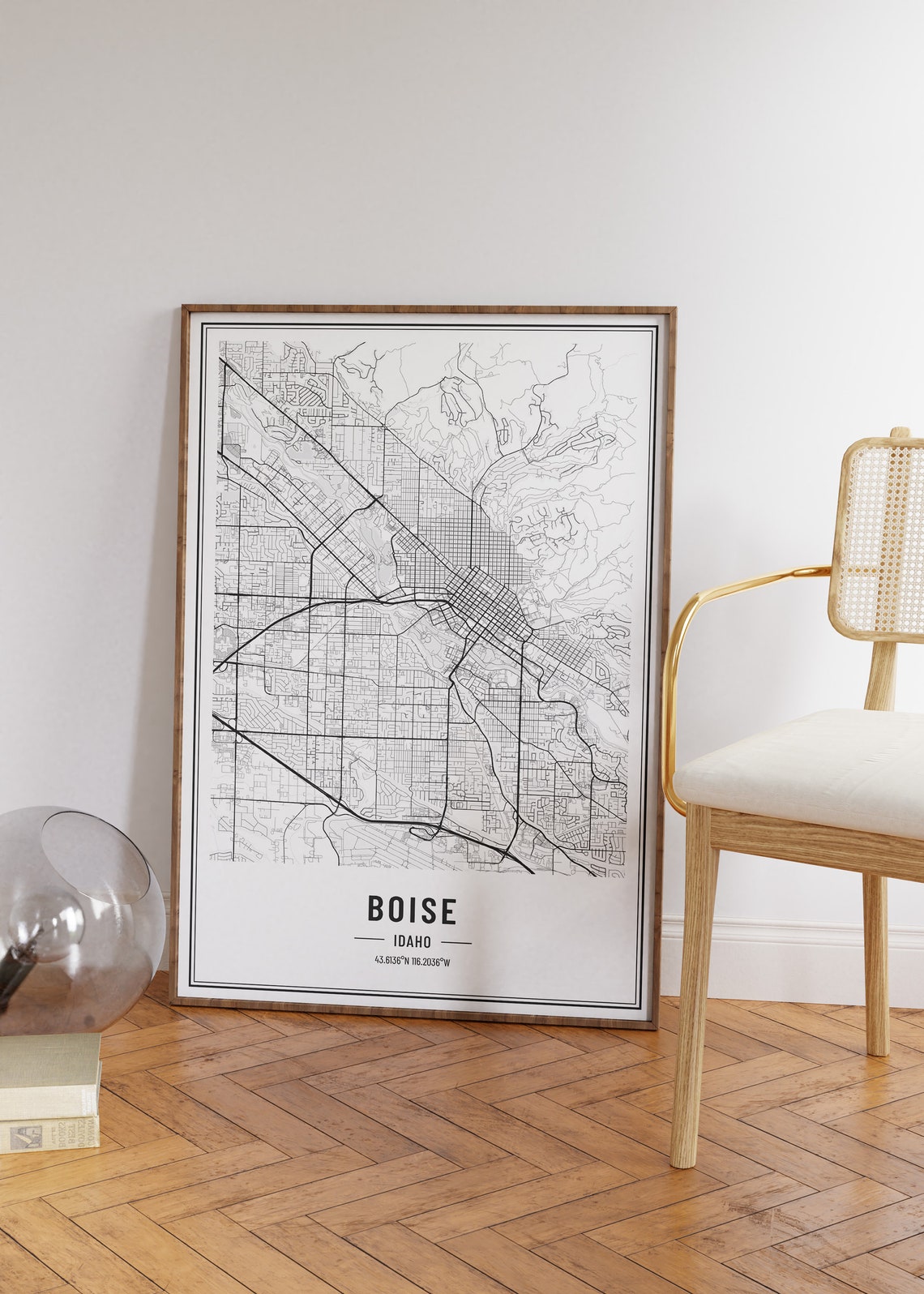 Boise Idaho Modern Black and White Minimalist City Map Art Poster - Image 5