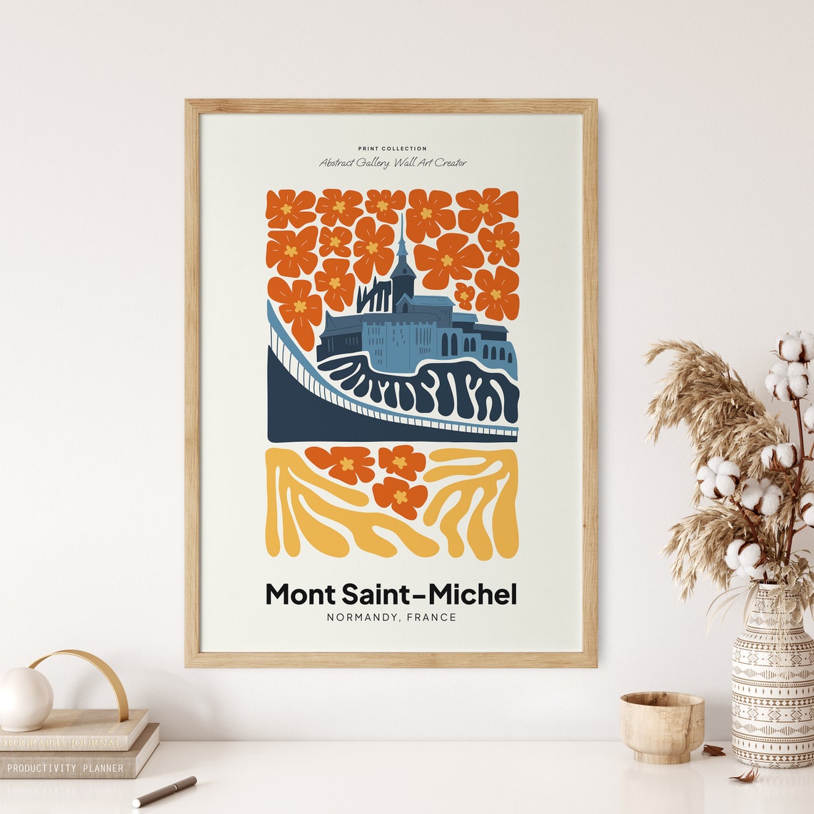 Mont Saint Michel France Poster Mont Saint Michel Print Mont Saint Michel Normandy France Travel Poster Mont Saint Michel Trendy Art - Image 3