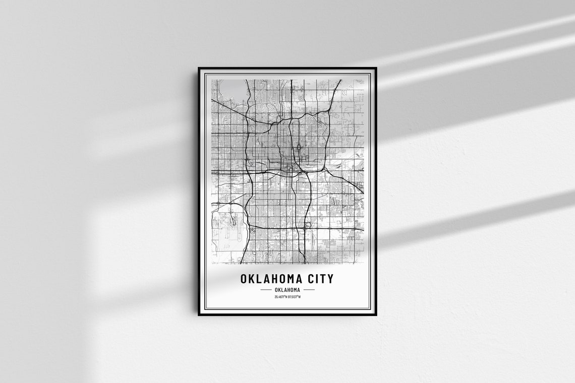 Oklahoma City Oklahoma Street Map Minimalist Black White Poster - Image 5
