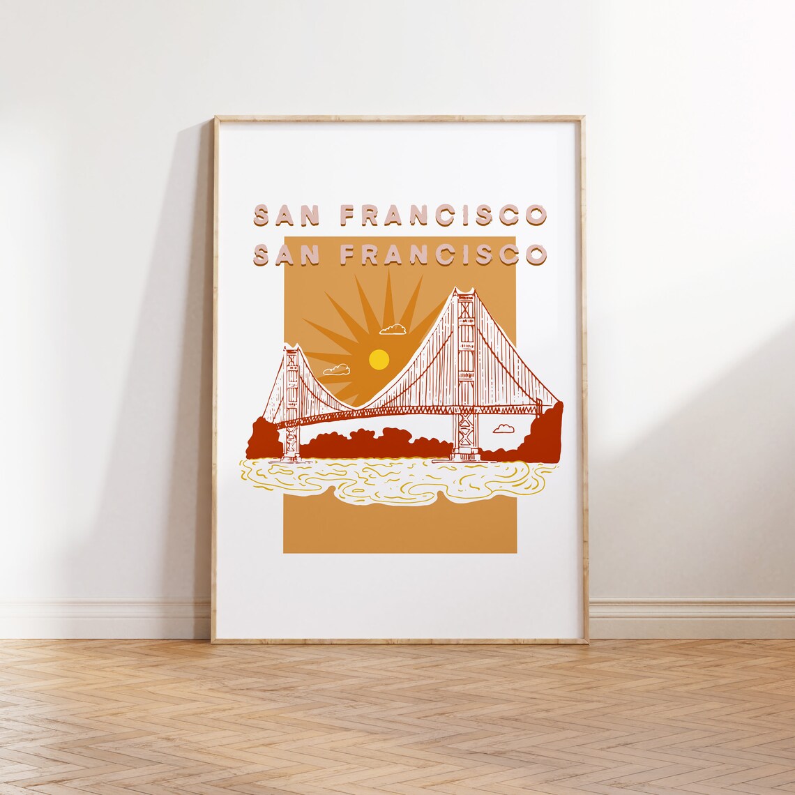 San Francisco Illustration Art Print, Colorful Travel Poster