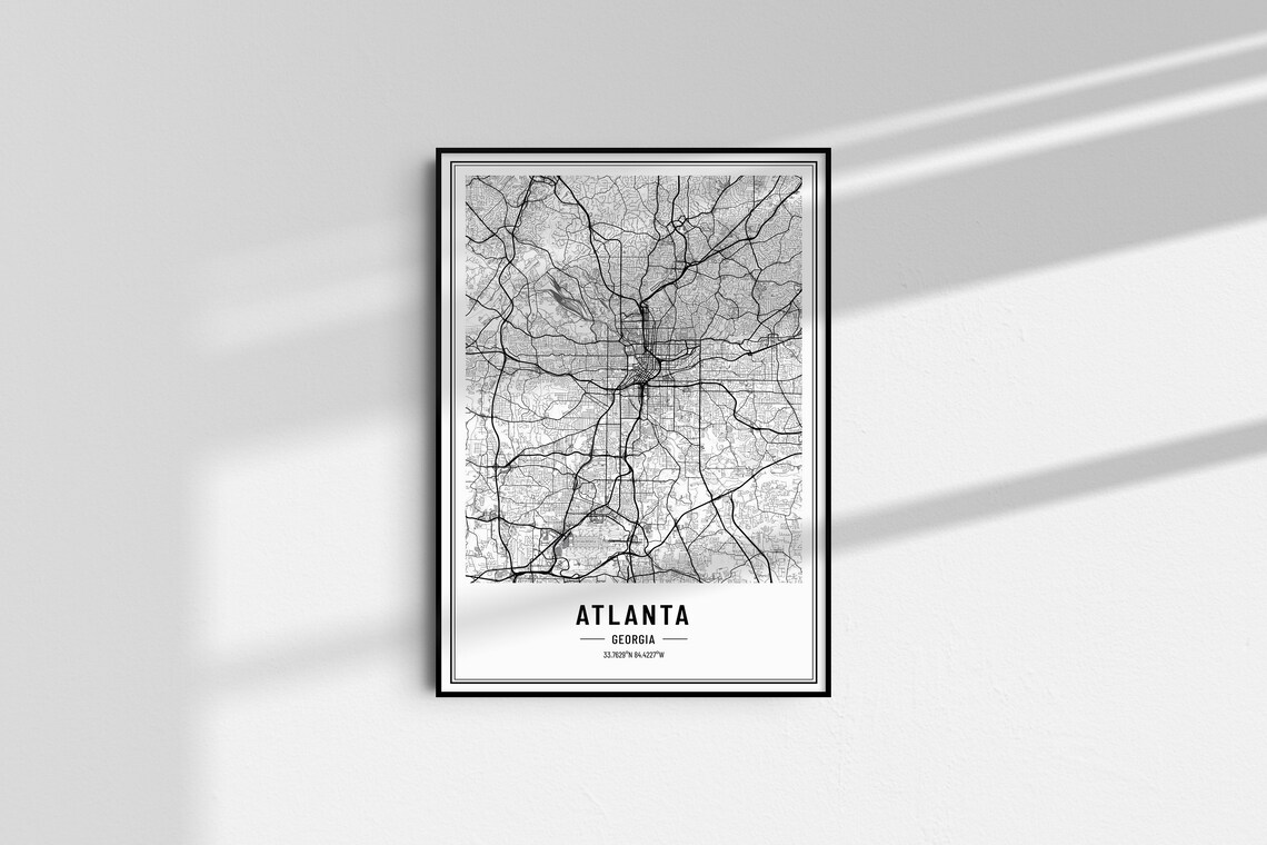 Atlanta Georgia City Street Map Minimalist Black and White Poster - Image 4