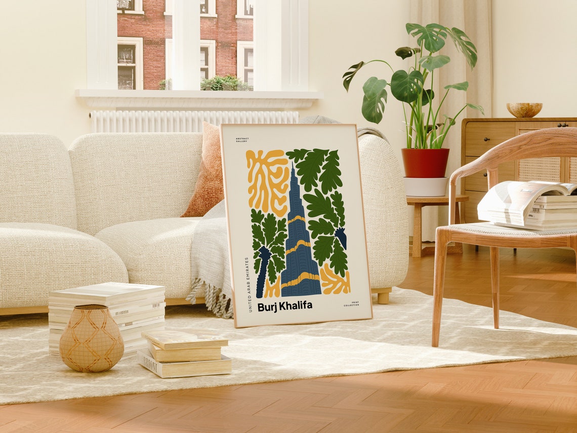 Burj Khalifa Dubai Abstract Floral Tower Art Poster UAE Gift - Image 3