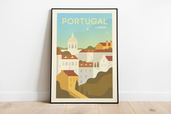 Lisbon Portugal Travel Poster Lisbon Portugal Wall Art Lisbon Portugal Travel Print Lisbon Wanderlust Poster Travel Gift Illustration