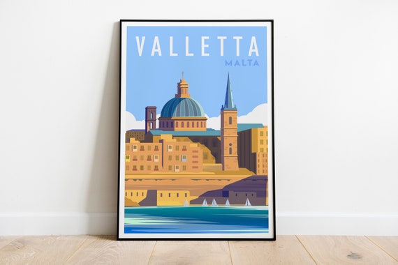 Valletta Malta Travel Poster Valletta Malta Wall Art Valletta Malta Travel Print Valletta Malta Wanderlust Poster Travel Illustration Art