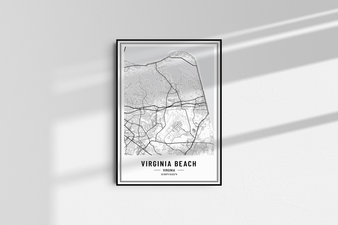 Virginia Beach Map Print, City Coordinates Poster - Image 5
