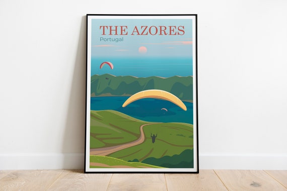 The Azores Portugal Travel Poster The Azores Portugal Wall Art Travel Print The Azores Wanderlust Poster The Azores Travel Illustration