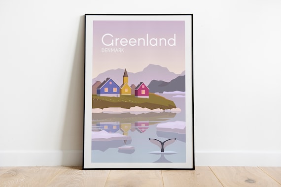 Greenland Denmark Colorful Arctic Village Whale Tail Fjord Poster