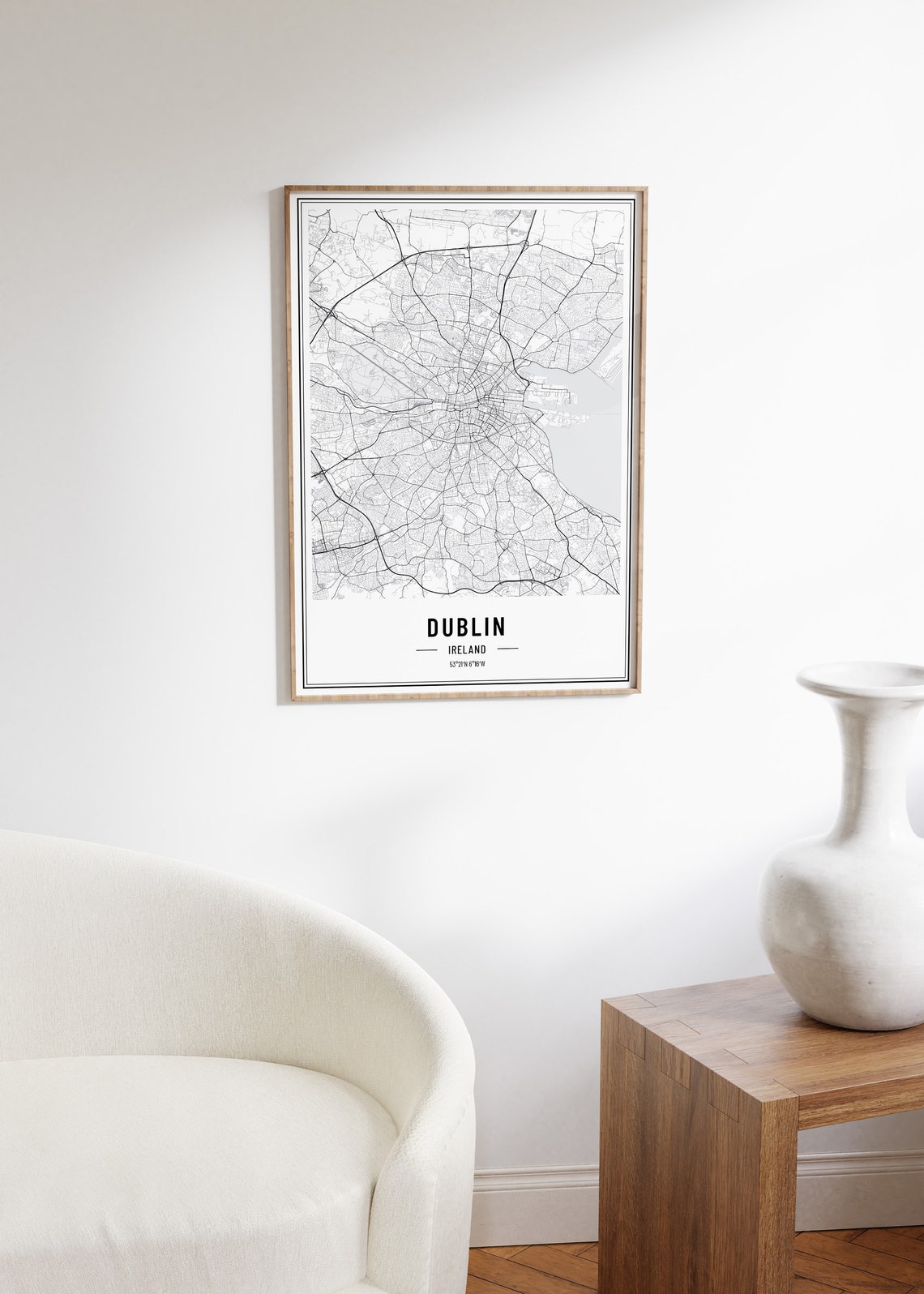 Dublin Ireland Minimal Black and White City Street Map Poster - Image 2