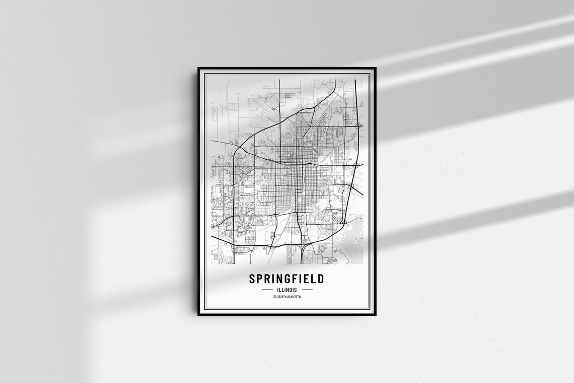 Springfield Illinois Street Map Black and White Minimalist City Poster - Image 4