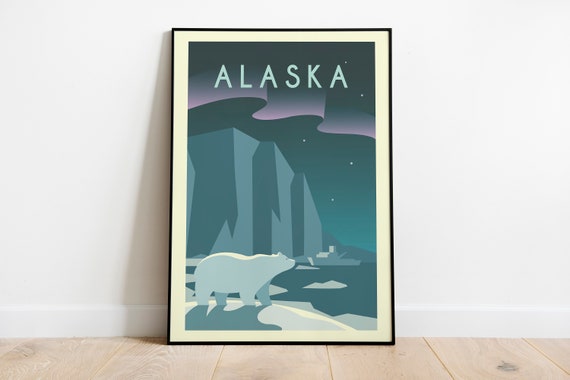 Alaska Usa Travel Poster Alaska Wall Art Alaska Travel Print Alaska Wanderlust Poster Alaska Travel Gift Alaska Travel Illustration