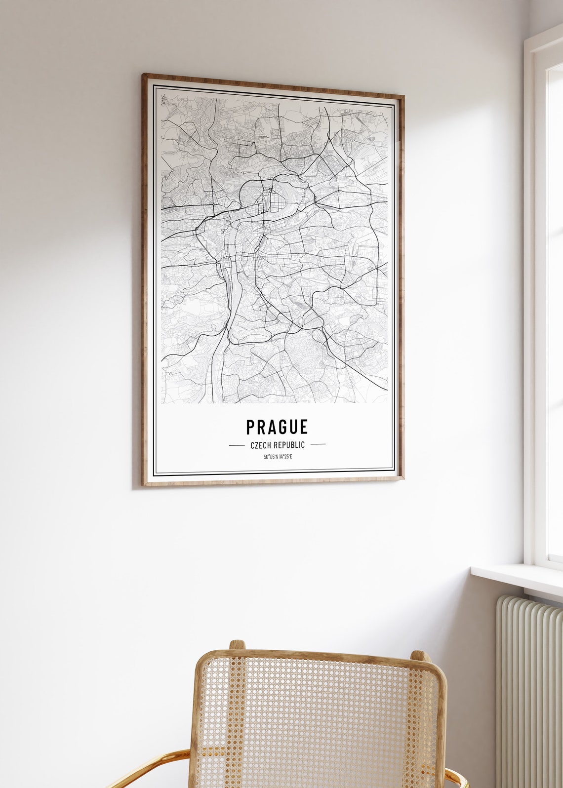 Prague Czech Republic Minimal Black and White City Map Poster - Image 5
