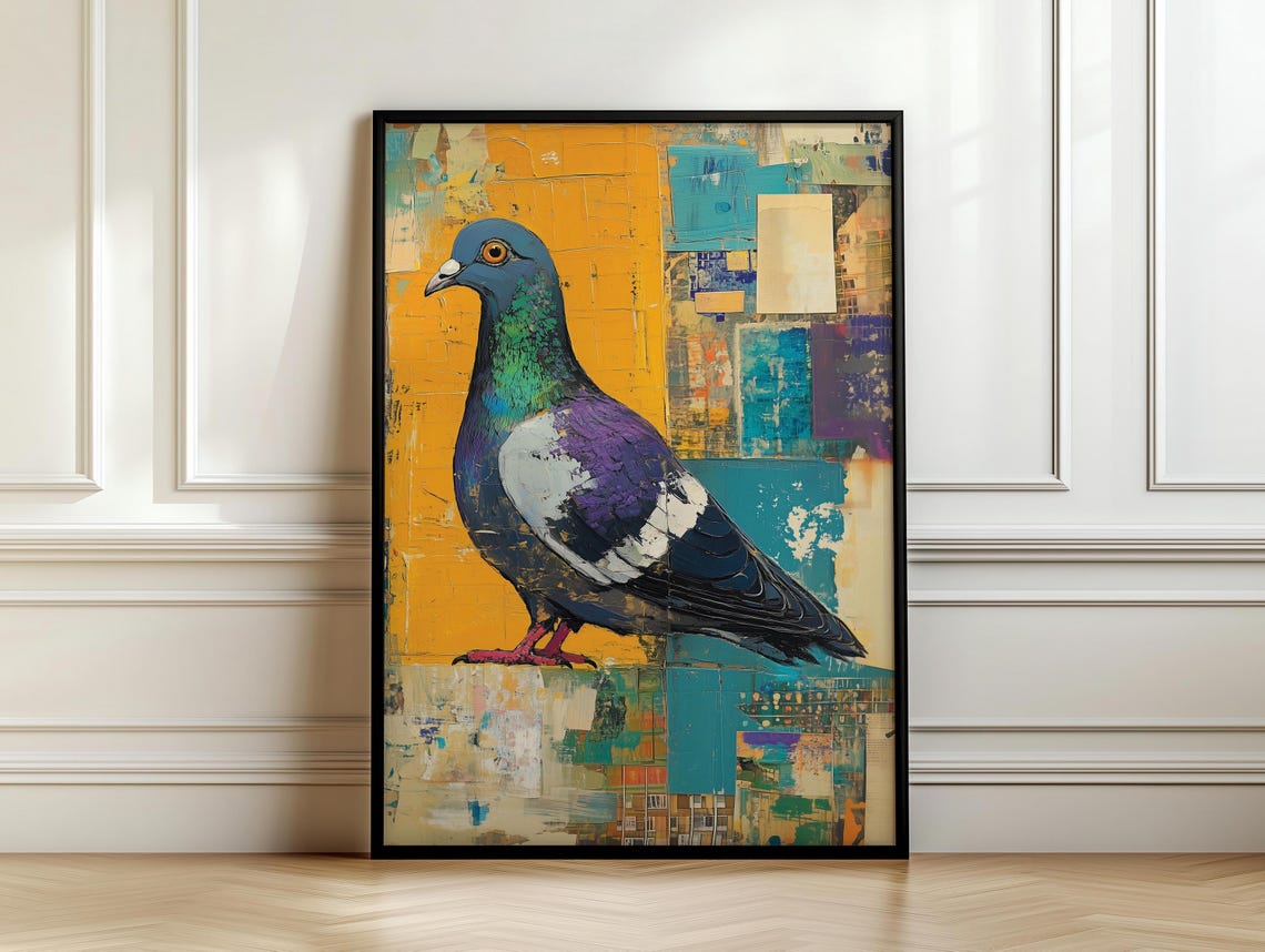 Pigeon Print Abstract Oil Paint Colorful Rainbow Image Wall Art Pigeon Lover Decor Print Artwork - Image 7