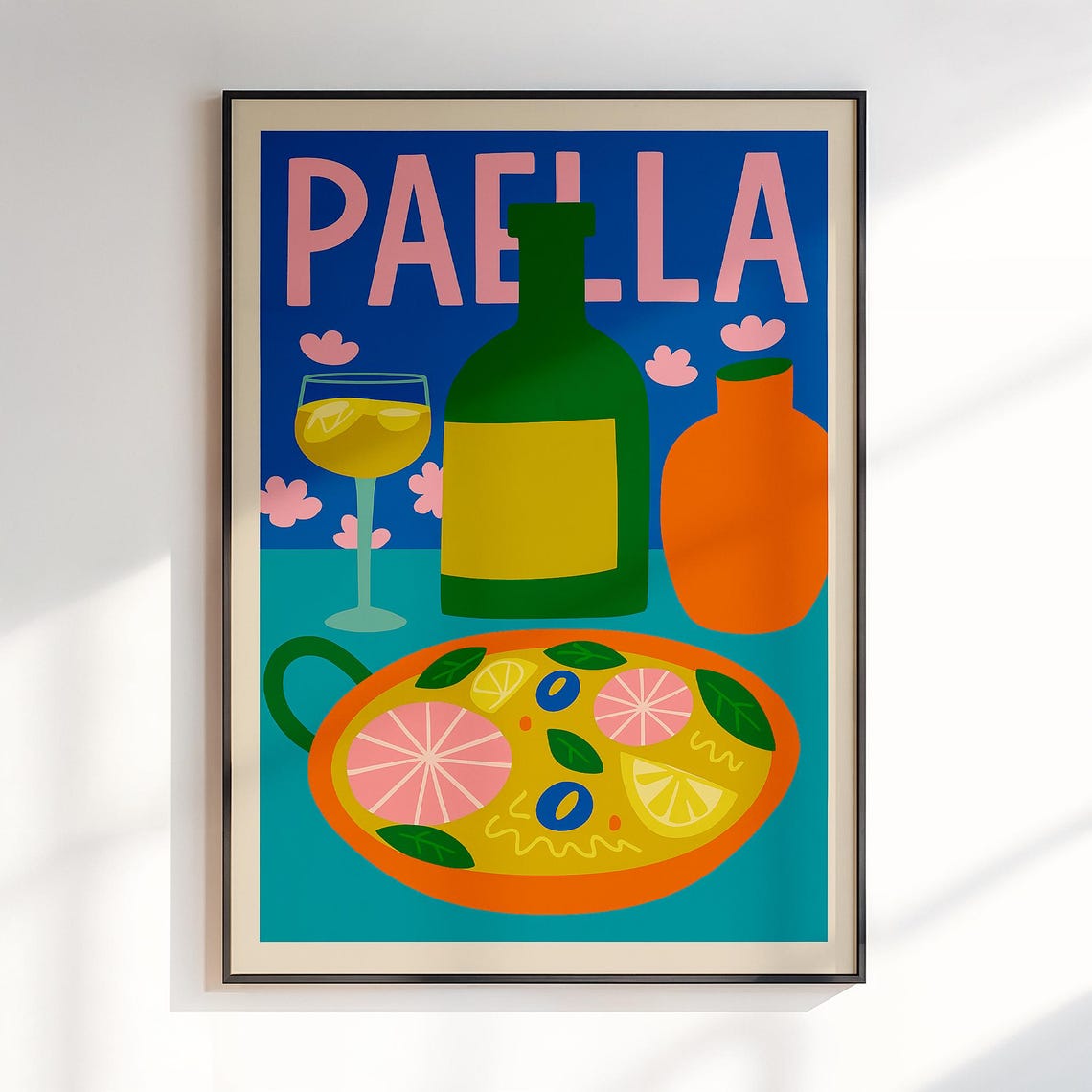 Paella Bold Pop Art Spanish Kitchen Food Illustration Poster