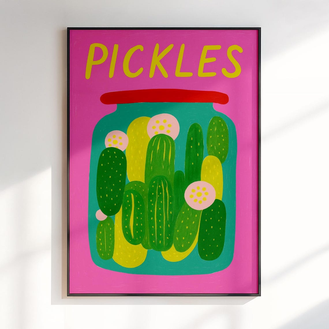 Pickles Jar Bold Pop Art Kitchen Colorful Food Illustration Poster