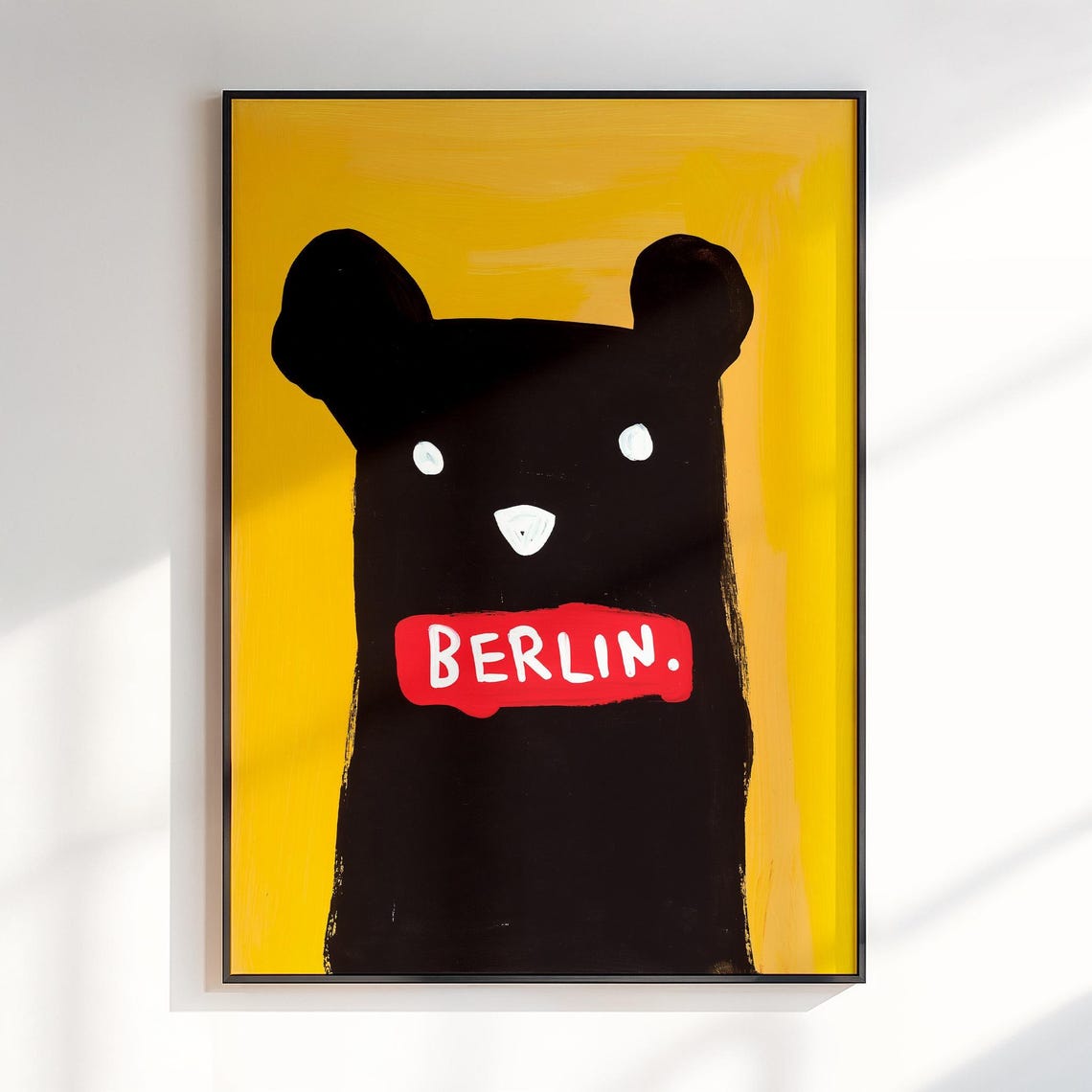 Berlin Black Bear Yellow Red Maximalist Germany City Art Poster