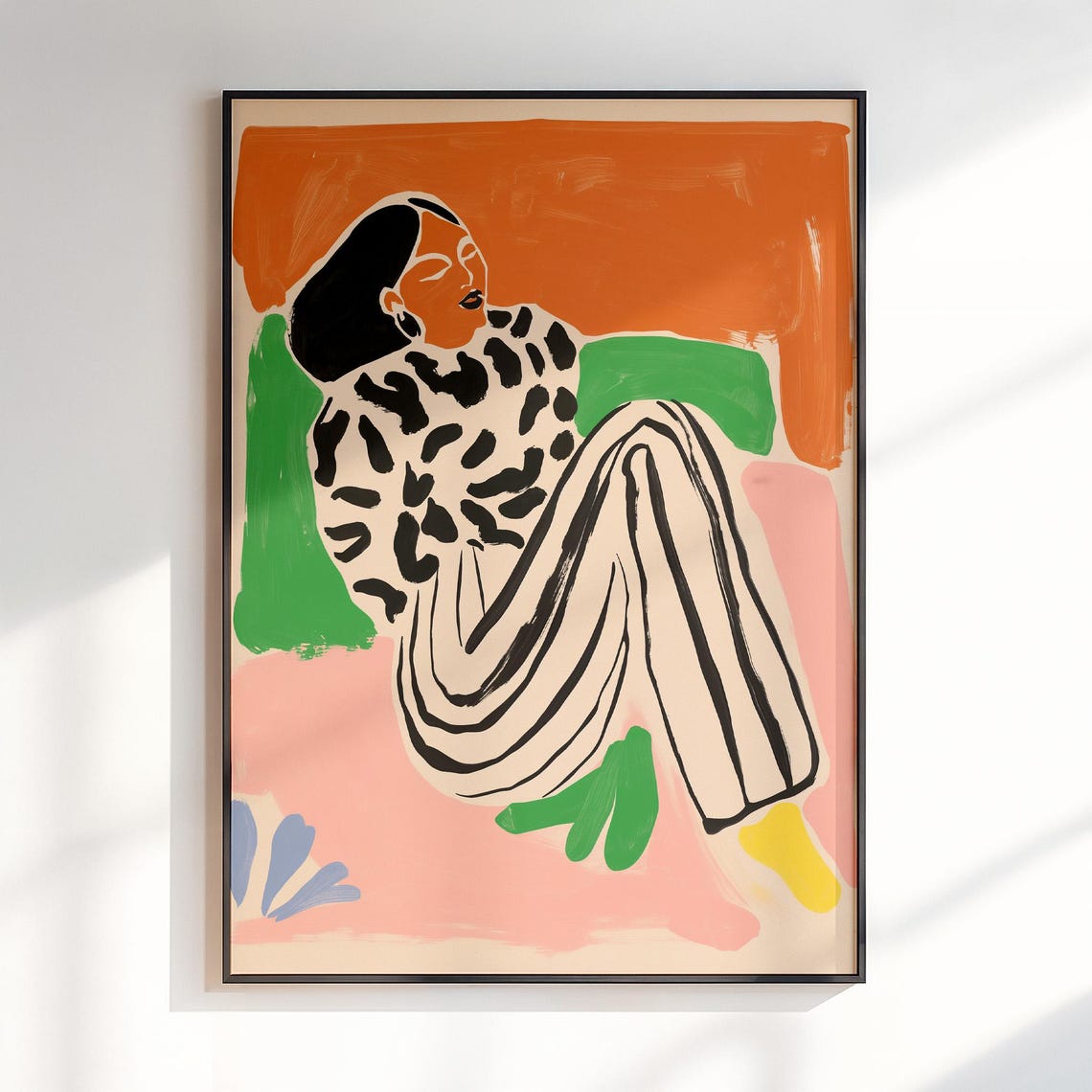 Maximalist Lounging Woman Portrait Leopard Top Abstract Poster