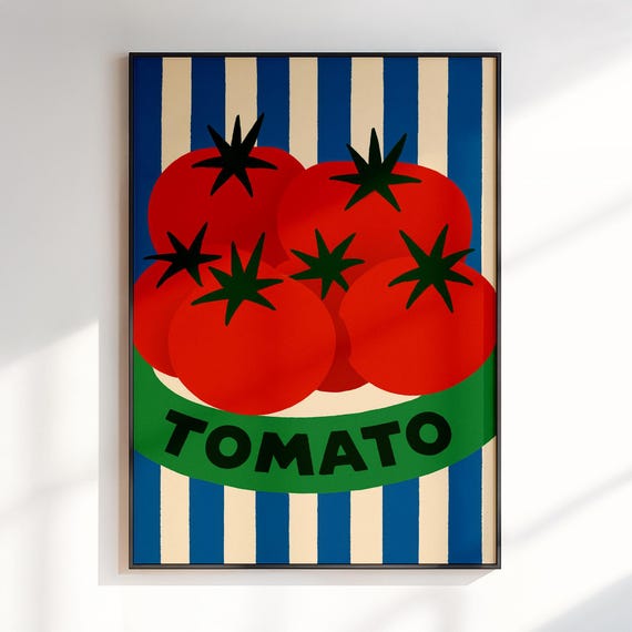 Tomato Poster Kitchen Wall Art Funny Food Print Vegetable Decor For Pantry Dining Room Or Chef Gift Colorful Artwork