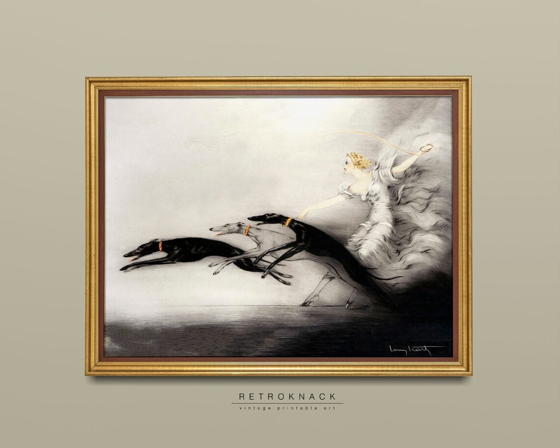 Louis Icart Speed Woman Greyhounds Art Deco Racing Dogs Art Poster - Image 2
