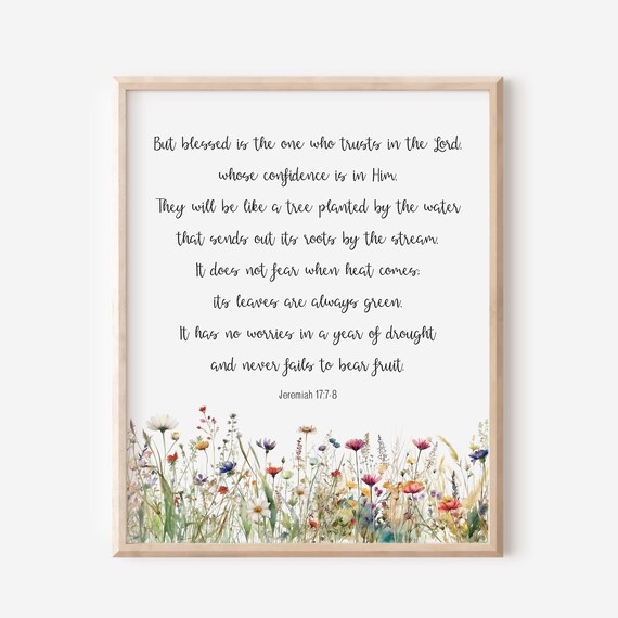 Jeremiah 1778 Blessed Is The One Who Trusts In Lord Whose Confidence Him Bible Verse Wall Art Christian Gift Watercolor