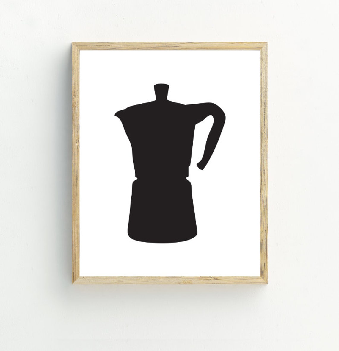 Moka Pot Black Silhouette Minimalist Coffee Kitchen Wall Art Print - Image 2