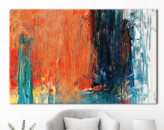 Orange Modern Poster Contemporary Canvas Art Oil Painting Print Abstract Wall