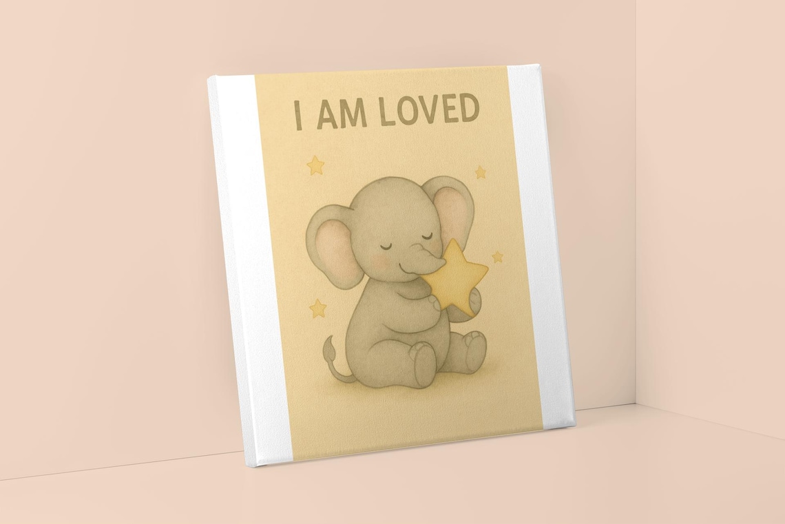I Am Loved Baby Elephant Nursery Wall Art