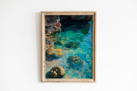 Coral Garden Underwater Painting Coastal Tropical Wall Art Serene Ocean Decor Bright Artwork Instant 275