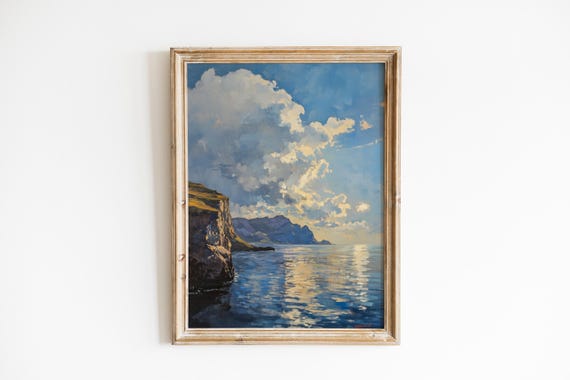 Coastal Landscape Of Isle Skye Moody Vintage Art Dramatic Cliff Scene Rugged Sea Wall Decor 651