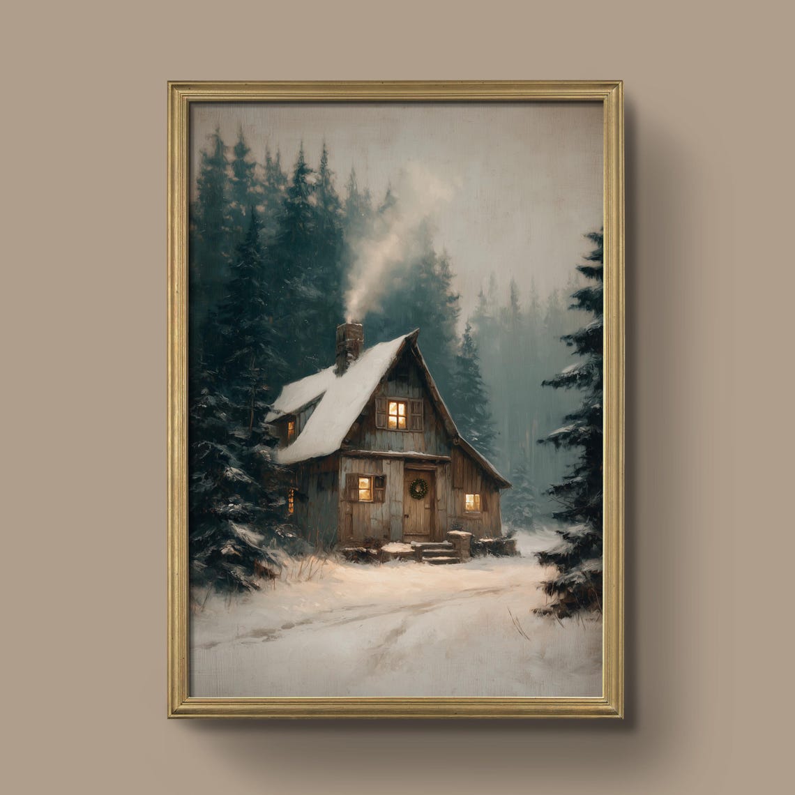 Cozy Winter Cottage In Forest Pines Prints