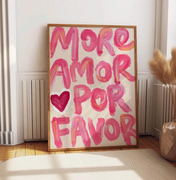 More Amor Por Favor Retro Love Art Print