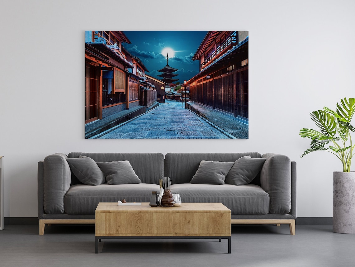 Kyoto Yasaka Pagoda at Night Moonlit Cobblestone Street Japan Poster - Image 3