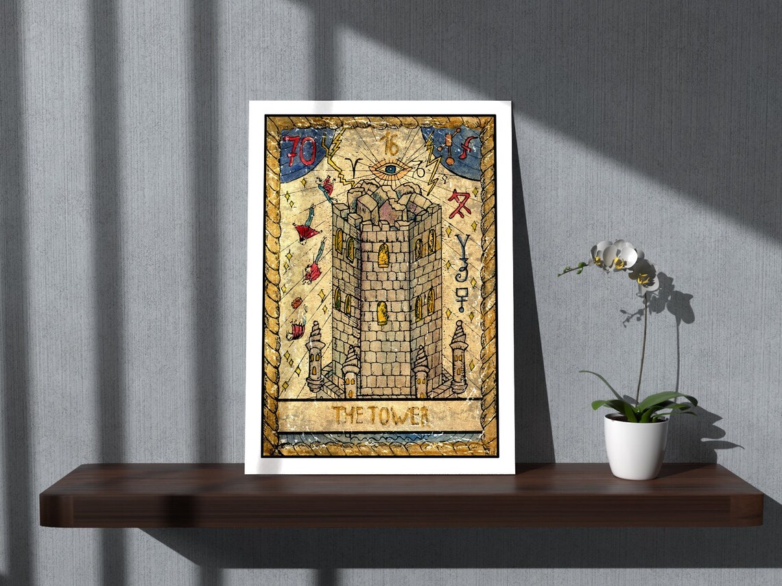 Tower Tarot Card Print Tarot Print Tarot Card Wall Art Tarot Card Art Print Tarot Card Art Tower Tarot Card Art - Image 2
