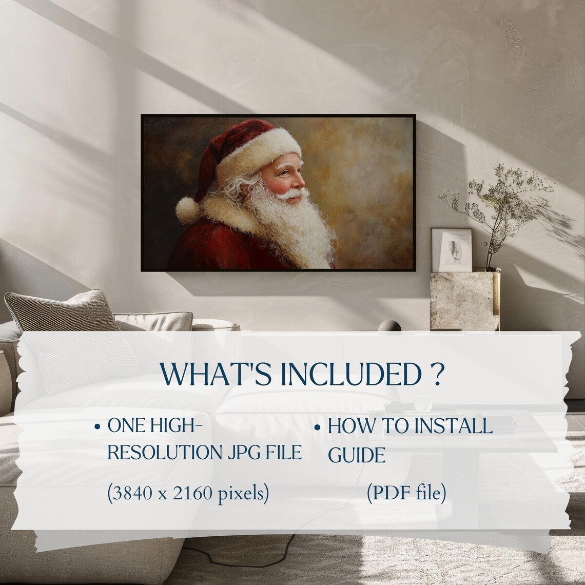 Santa Claus Portrait Oil Painting Classic Christmas Holiday Poster - Image 2
