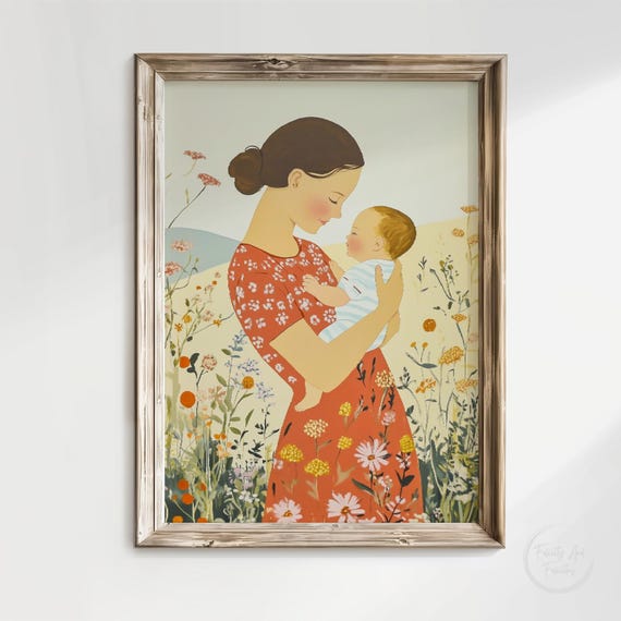 Motherhood Nursery Wall Art Mom And Baby Nursery Decor Motherhood Print Kids Room Decor Gift For New Mom