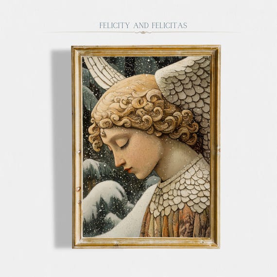 Christmas Angel Wall Art Nostalgic Christmas Art Cute Seasonal Decor