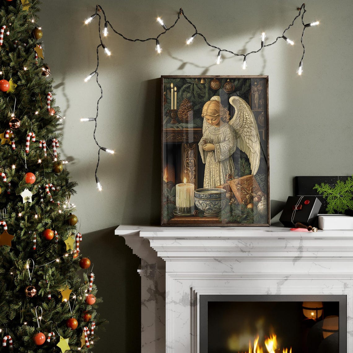 Christmas Angel Wall Art Christmas Angel Artwork Cute Seasonal Decor - Image 6