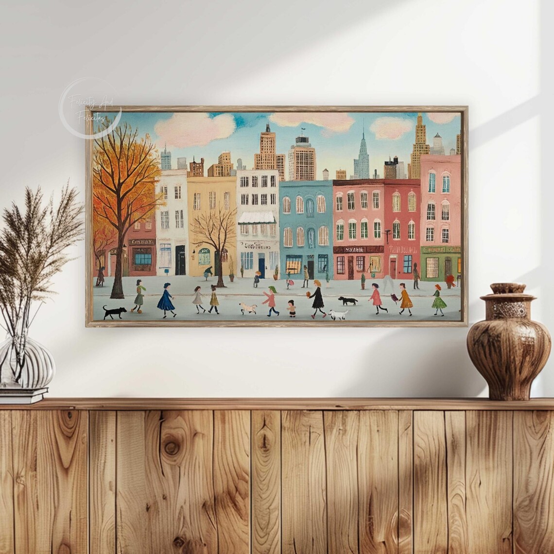 Cozy Autumn City Street Fall Buildings Skyline Frame TV Poster - Image 6
