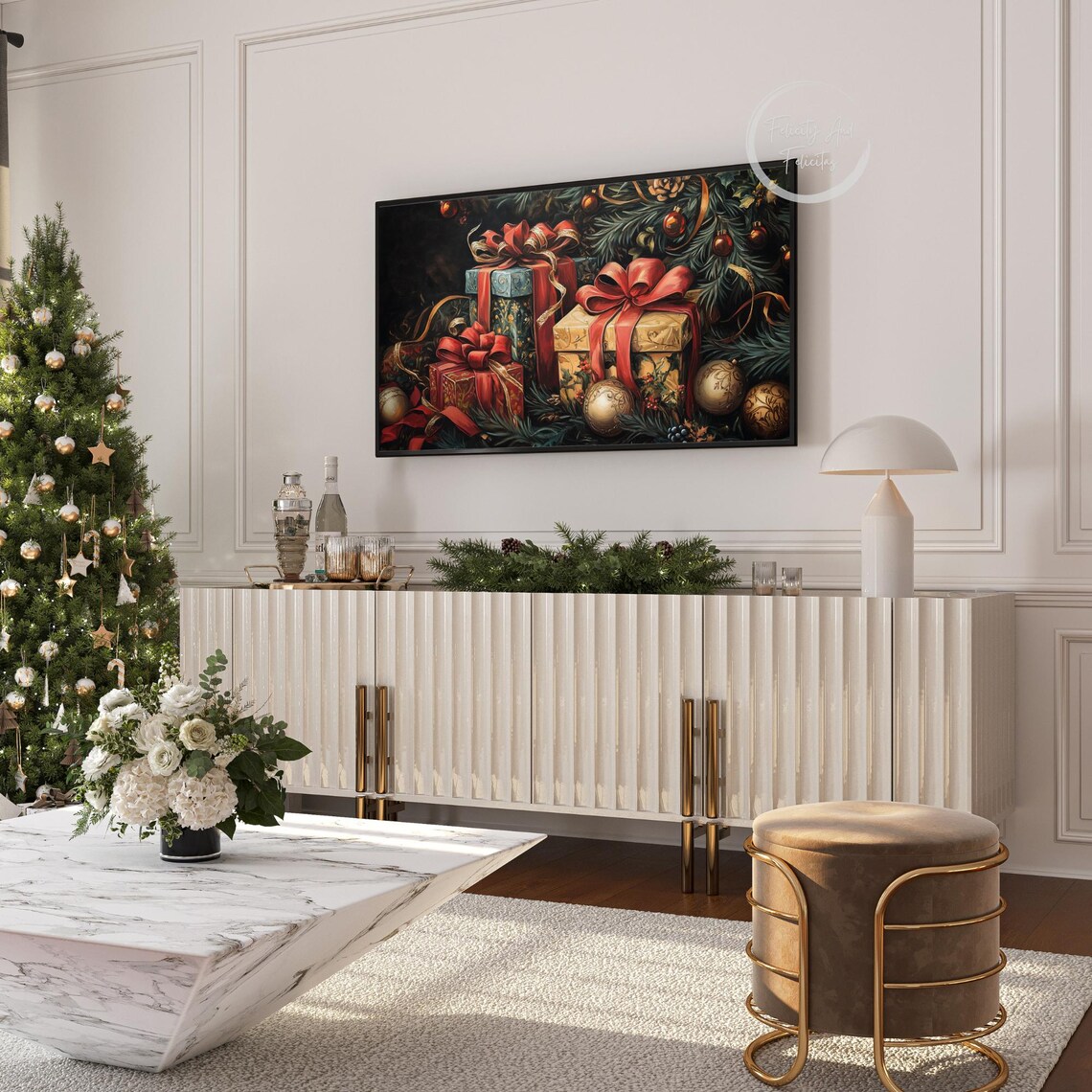 Vintage Christmas Frame Tv Art Christmas Gifts Tv Art Dark Academia Christmas Art Winter Farmhouse Decor - Image 6