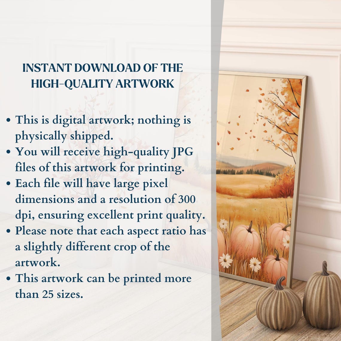 Fall Thanksgiving Wall Art Thanksgiving Decor Warm Tone Cottagecore Cute Fall Pumpkin Art - Image 3