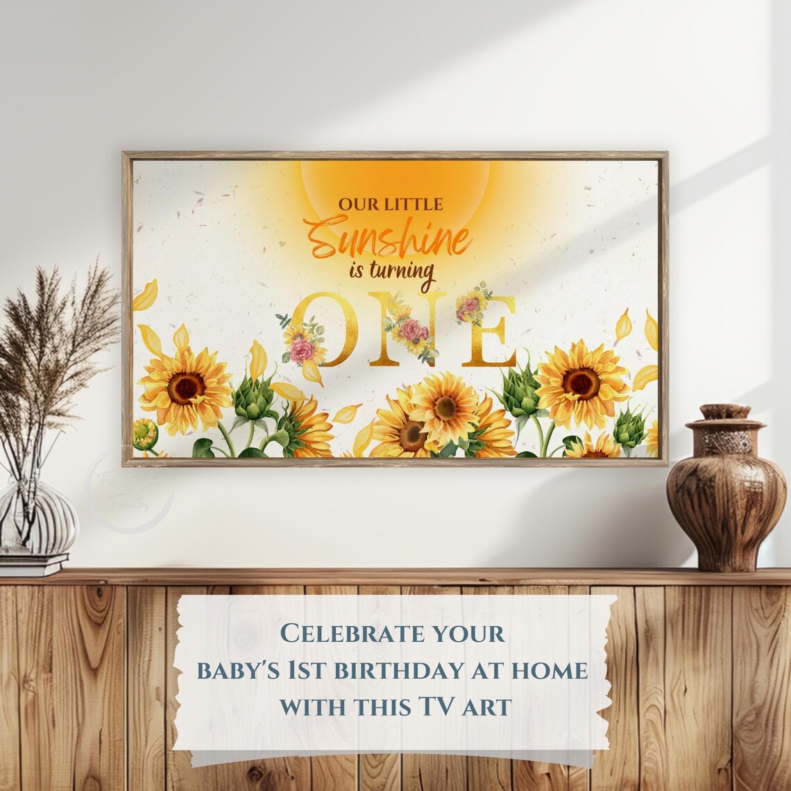 Our Little Sunshine Is Turning One Birthday Party Sign Poster - Image 5