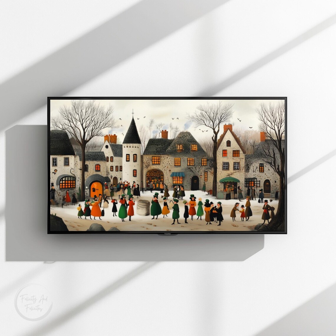 Medieval Village Saint Patricks Day Stone Houses Charming Wall Art - Image 3