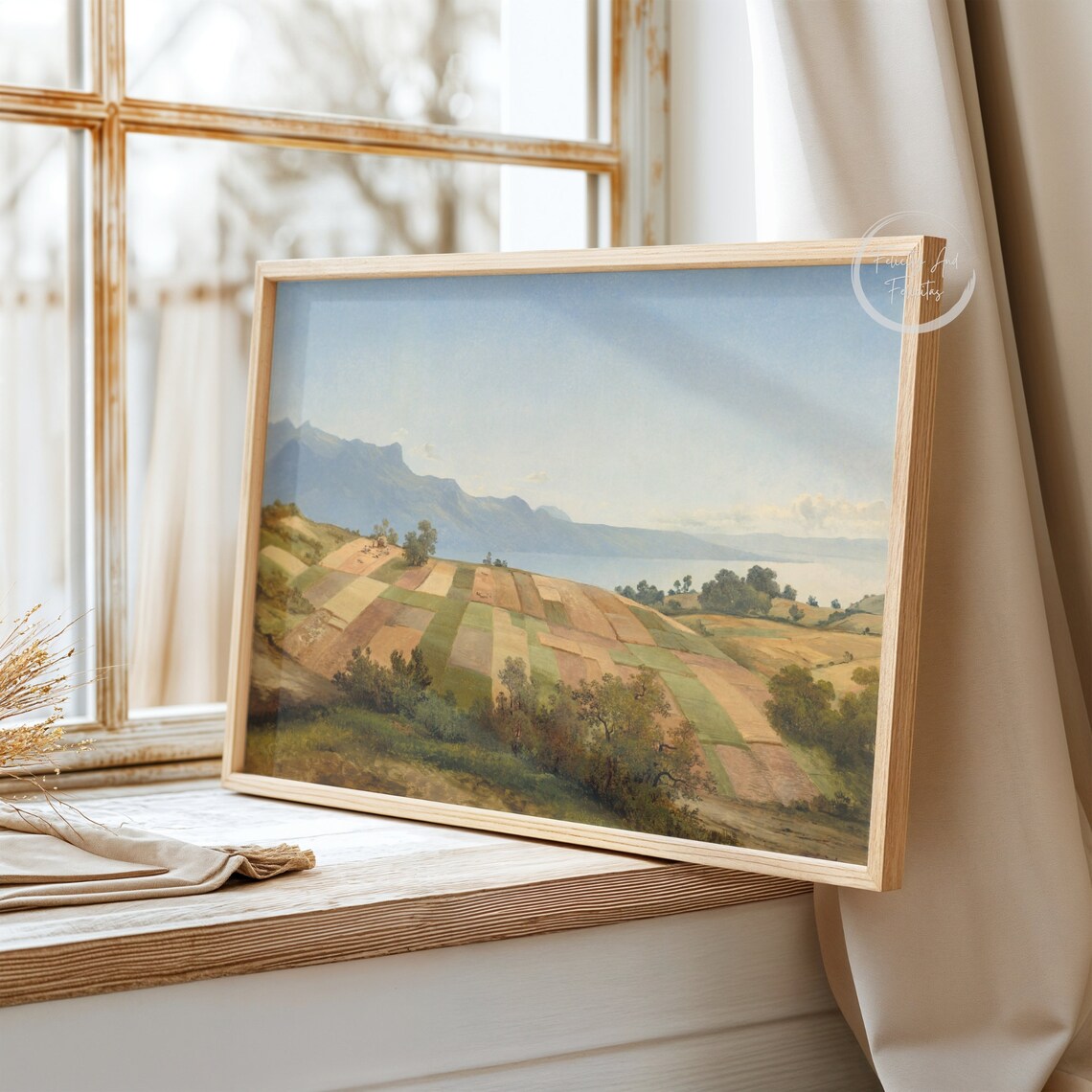 Vintage Landscape Wall Art Vintage Country Oil Painting Farmland Landscape Art Print Art - Image 3