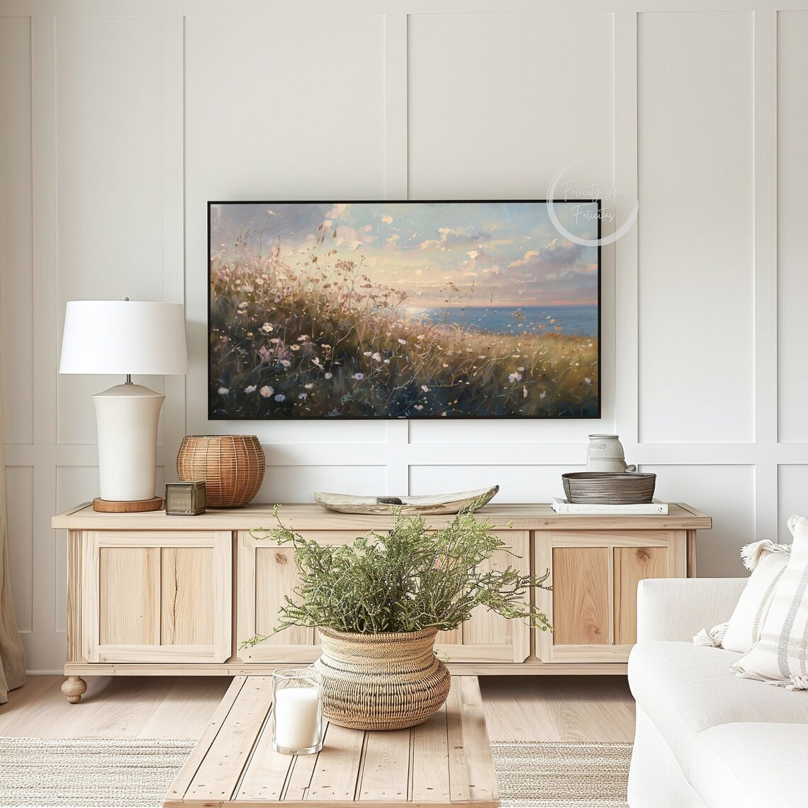 Coastal Wildflower Meadow Impressionist Painting Ocean View Poster - Image 5