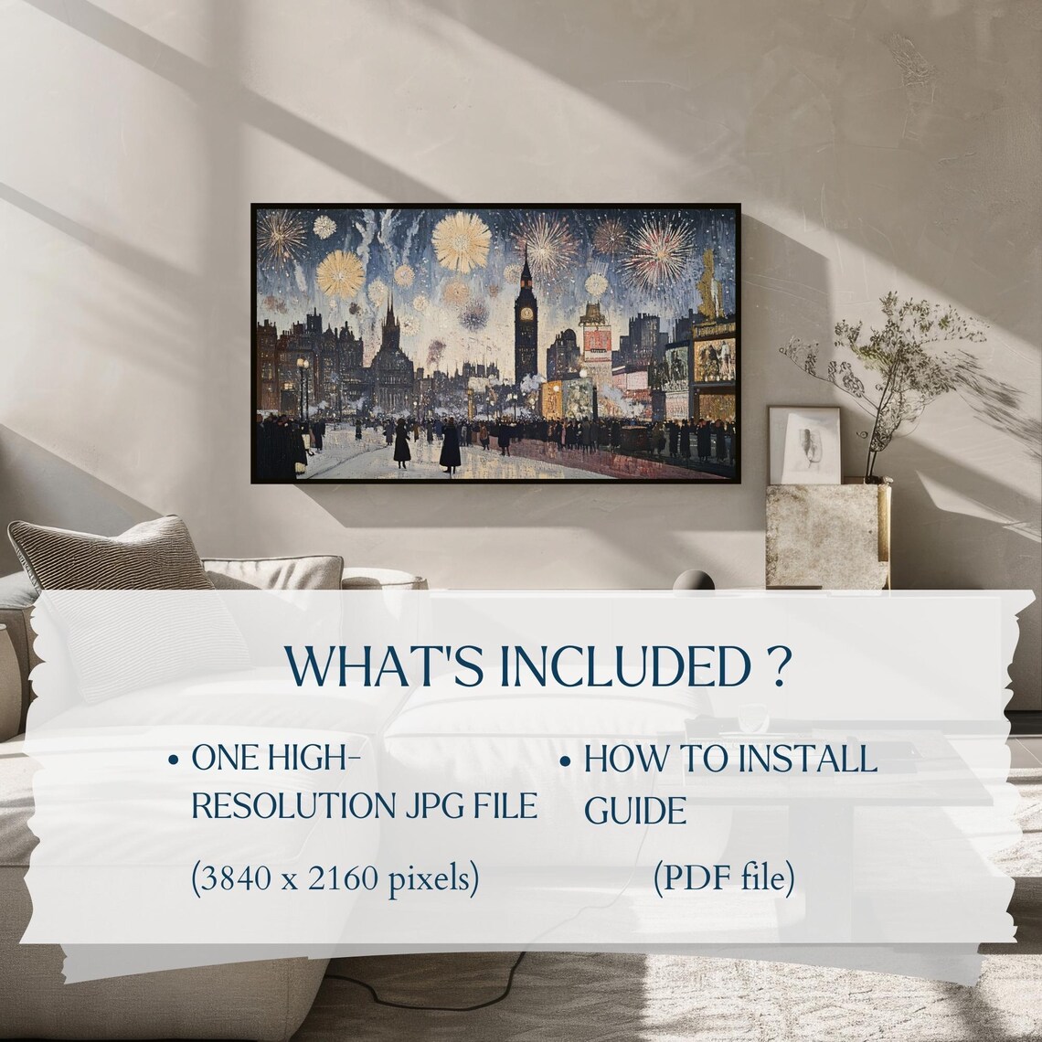 Big Ben New Year Fireworks London City Celebration Painting Poster - Image 2