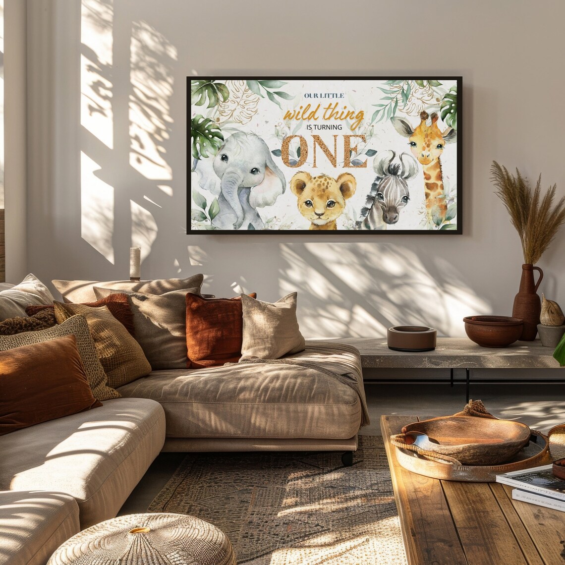 Wild One First Birthday Safari Animals Watercolor TV Art Poster - Image 5