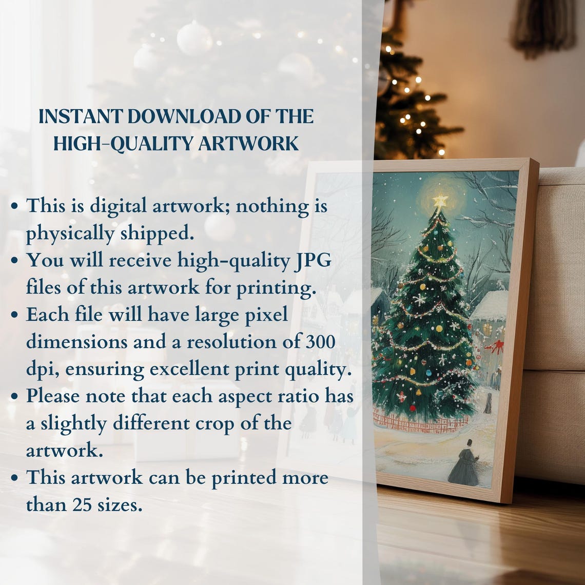 Christmas Tree Wall Art Cute Christmas Eve Art Christmas Decor Cozy Winter Decor Christmas Decor - Image 3