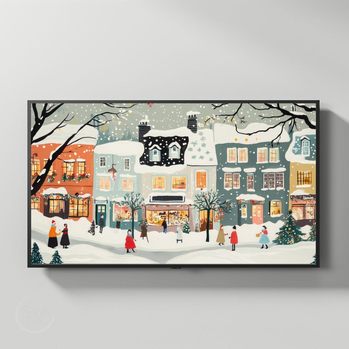 Frame TV Art Whats Included Card with Snowy Village Scene Print - Image 2