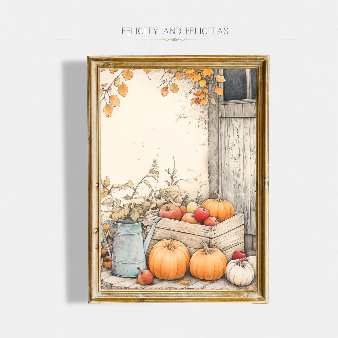 Harvest Season Wall Art Celebrating Fall Decor Warm Tone Cottagecore Cute Fall Art
