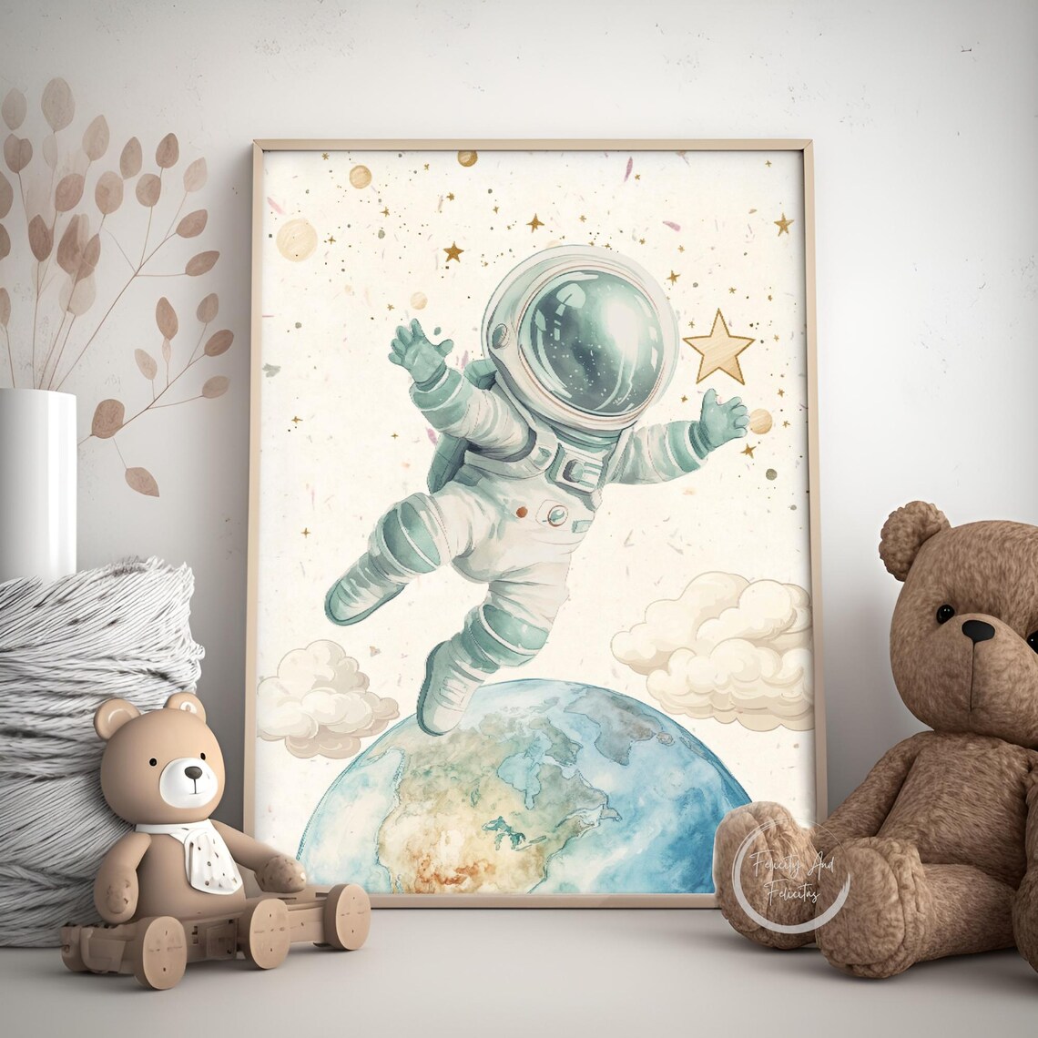 Space Nursery Astronaut Rocket Planets Kids Bedroom Set Poster - Image 6